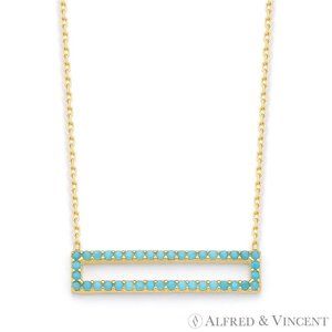 Open Rectangle Nano Crystal Pendant in .925 Sterling Silver w/ 18k Yellow Gold